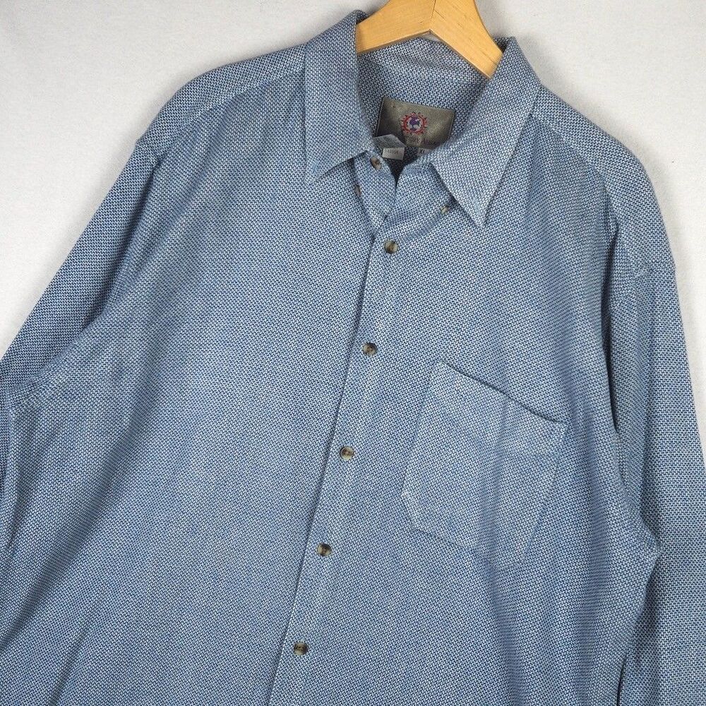Territory Ahead Button Down Shirt Mens XL Tall Blue Textured Weave Cotton